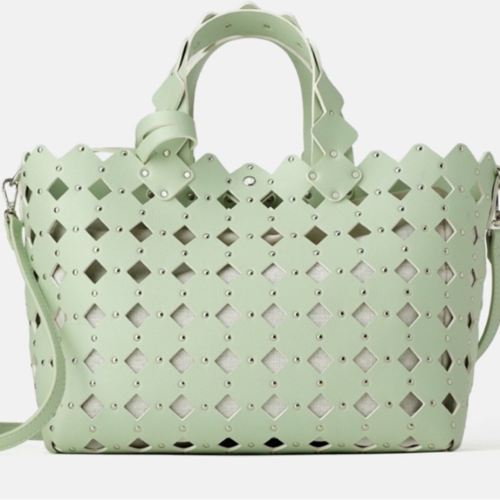 Zara Die-Cut Studded Shopper Bag